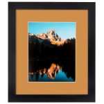 ArtToFrames 20x20 inch Matted Picture Frame with 16x16 inch Single Mat Photo Opening Framed in 1.25 inch Satin Black and 2 inch Amber Mat (FWM-3926-