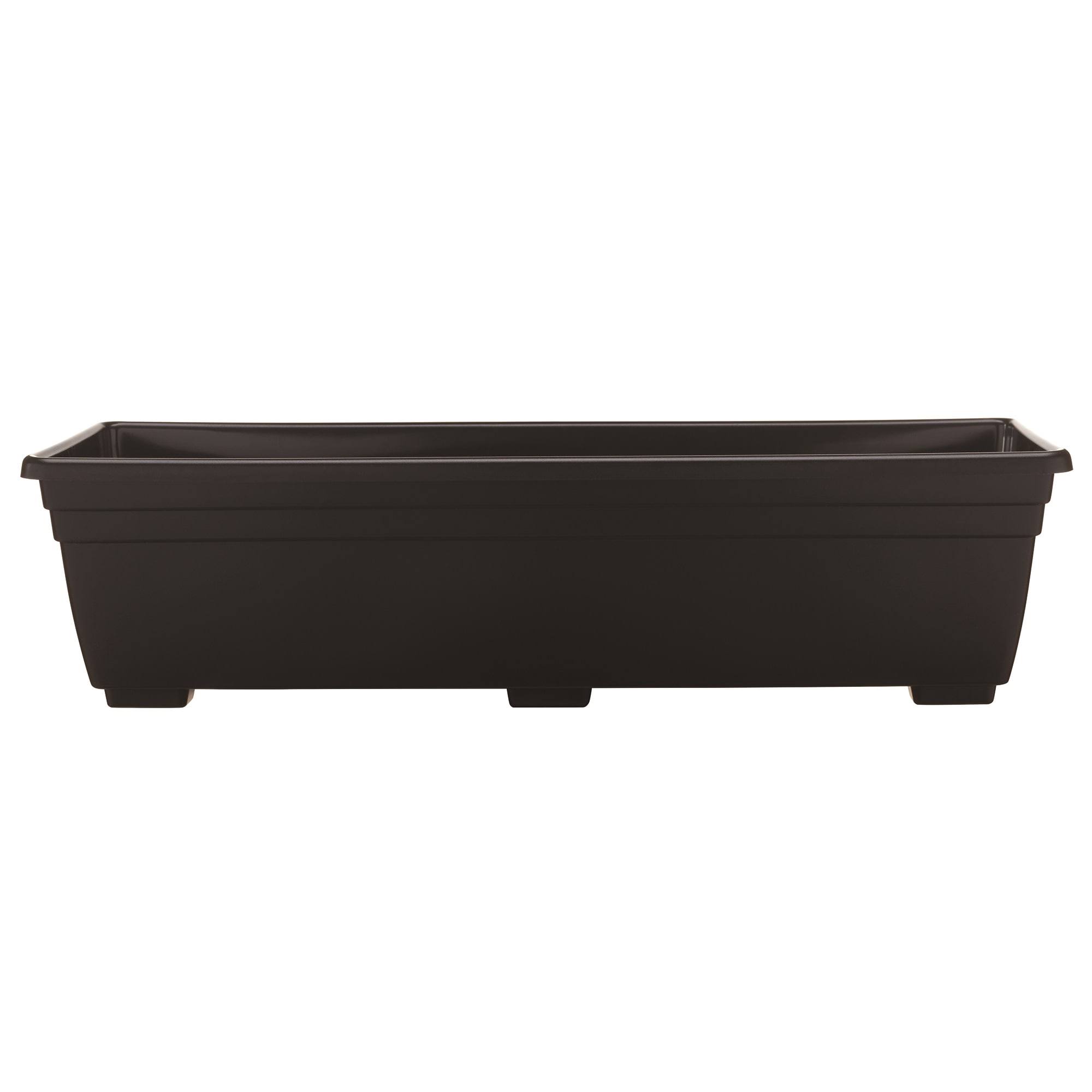 3d031f9bb98fe513fca9c30b9192685995056d251fc97306f2376978bac4495c.jpg Style Selections 36-in W x 6.6-in H Black Plastic Traditional Indoor/Outdoor Window Box | SW3612BK - Image 1