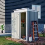 Outsunny 5' x 3' Small Steel Outdoor Storage Shed with Floor, Gray