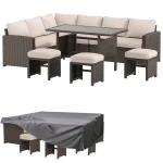 AECOJOY 7 Piece Outdoor PE Rattan Wicker Sofa Set with Waterproof Cover, Khaki