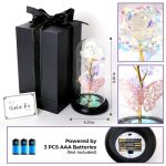 GIIFER Beauty and The Beast Rose Light Up Galaxy Rose Gift for Mom Enchanted Forever Crystal Rose with Butterfly in Glass Dome Artificial Flower