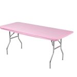 Kwik-Covers 80cm x 180cm (1.8m) Pink Rectangle Fitted Plastic Table Covers - 5 Pack