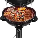 Electric BBQ Grill Techwood 15-Serving Indoor/Outdoor Electric Grill for Indoor & Outdoor Use, Double Layer Design, Portable Removable Stand Gril