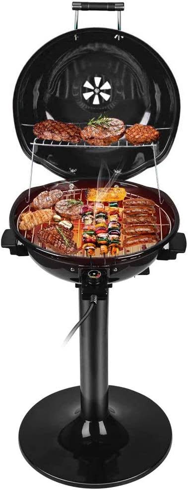 3d3864d1a23b26e73c7fed4a401fb98ff493b7dbf9667ea93bc45c4ec5851b80.jpg Electric BBQ Grill Techwood 15-Serving Indoor/Outdoor Electric Grill for Indoor & Outdoor Use, Double Layer Design, Portable Removable Stand Gril - Image 1