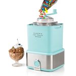 Nostalgia Electric Ice Cream Maker with Candy Crusher - Aqua 2 qt