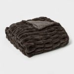 60" x 86" Faux Fur Oversized Throw Blanket Dark Gray - Threshold Signature