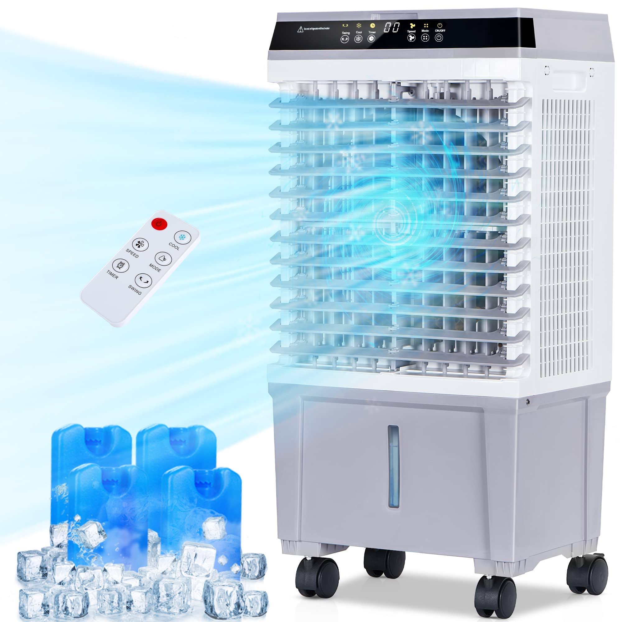 3dc40f471102c90b3022390d4704e2769cda9361128c02b0c4ce6cdc9ad23480.jpg uthfy Evaporative Air Cooler, Swamp Cooler with 5.3 Gallon Reservoir, 4 Ice Box, Remote, 12H Timer, 70��Oscillation Air Cooler Cooling Fan with 3 - Image 1