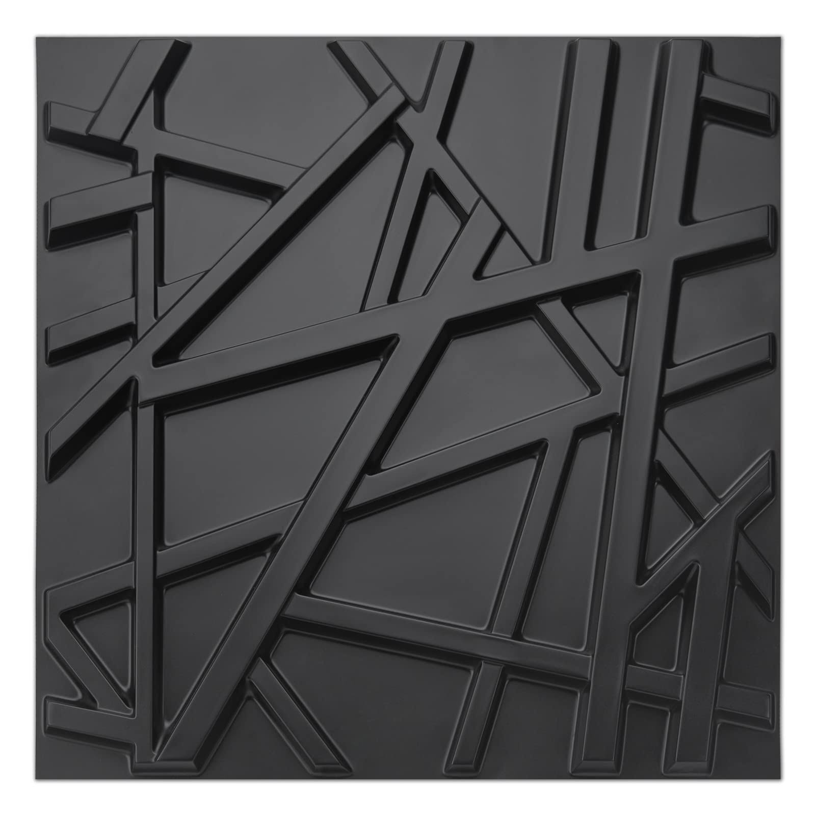 3dc9e075fda56009dc15bc4be1816a3fc0f0bfe2d89b4d8a51b4c4761d5801db.jpg Art3d PVC Decorative Textures Black 3D Wall Panels for Interior Wall D��cor, Black Wall Decor,Pack of 12 Tiles 32 Sq ft A10045BK - Image 1