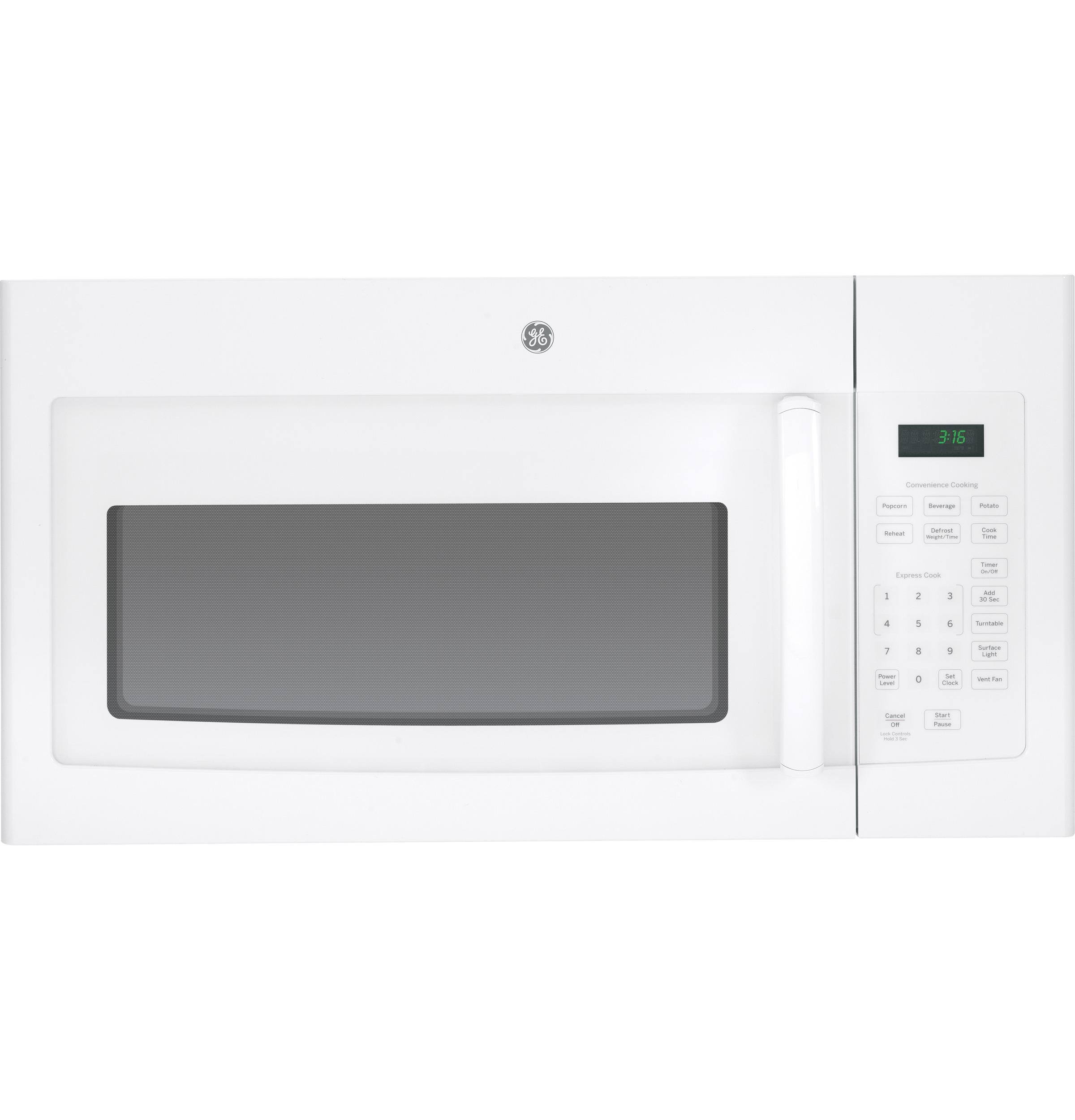 3e233b81d011b0d9a4e482237e4dcdbe51aa11bdb00fbb29bfc753839ef35a75.jpg GE JVM3160 1000W Built-In Microwave Hood Combo - 1.6 cu ft - White - Image 1