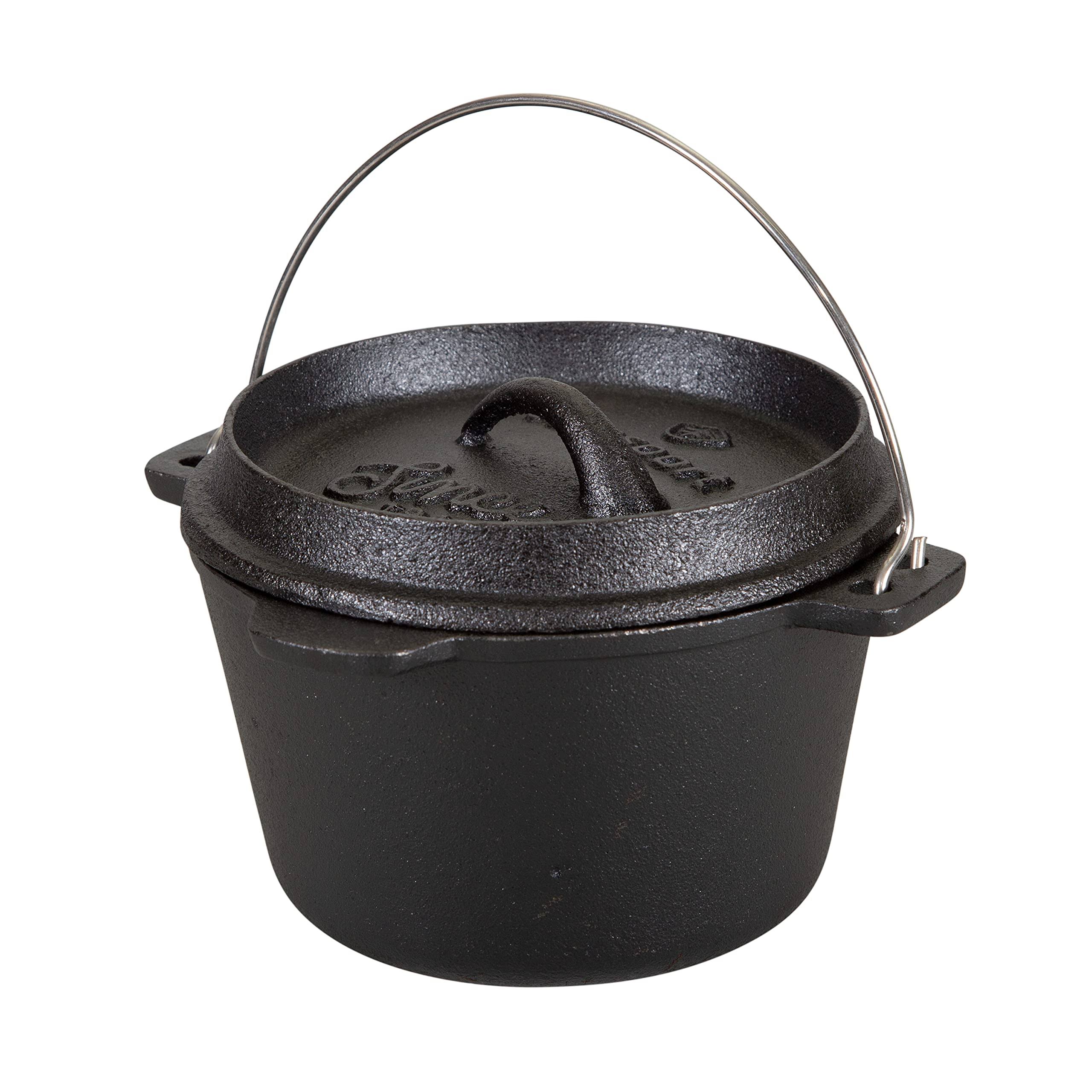 3e386a97a96c97d1a5772fe187d7f4b2642fa0bbbf62150d159a3e5dc6c03f7d.jpg Stansport 1 qt Pre-Seasoned Cast Iron Dutch Oven Flat Bottom - Image 1