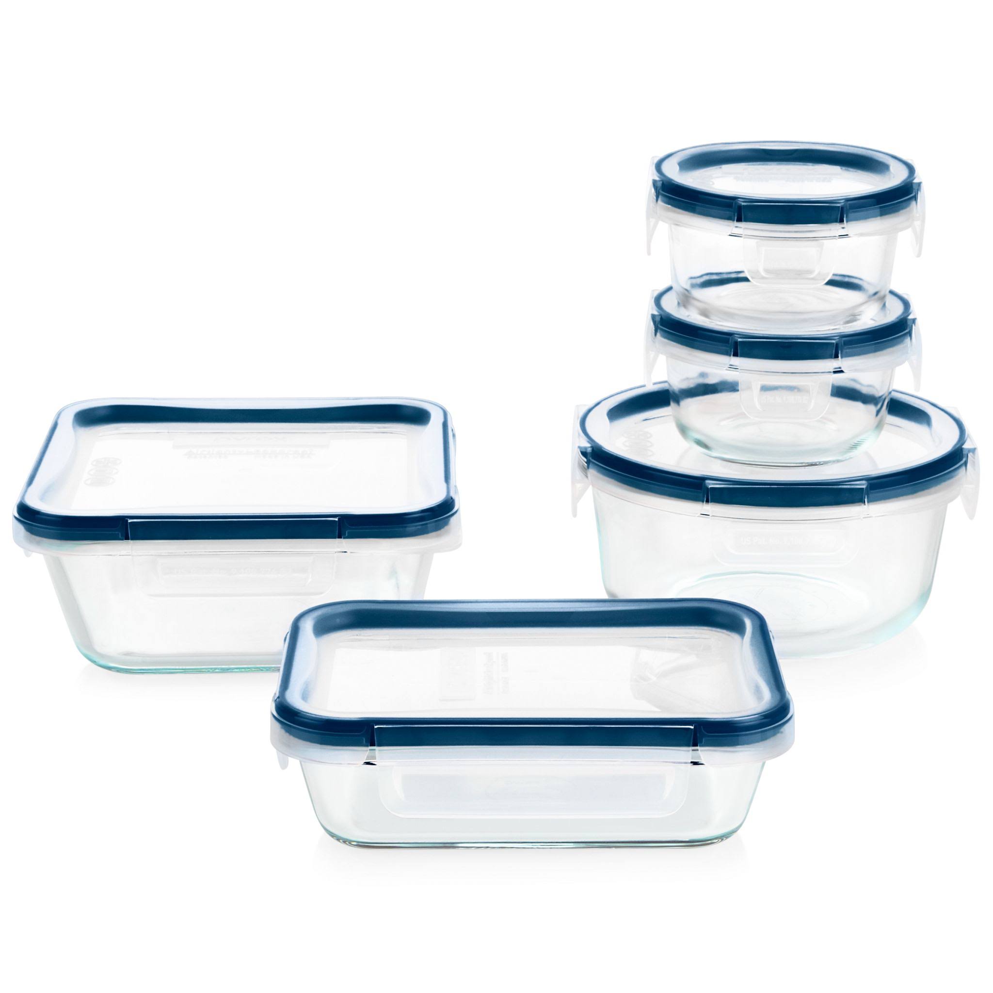 3e4938684c3274dc4afd25f9338be589d1ab7d0ab9fd56b462908d4654a87c8a.jpg Pyrex Freshlock Plus Glass Storage with Microban 10-Piece Set - Image 1