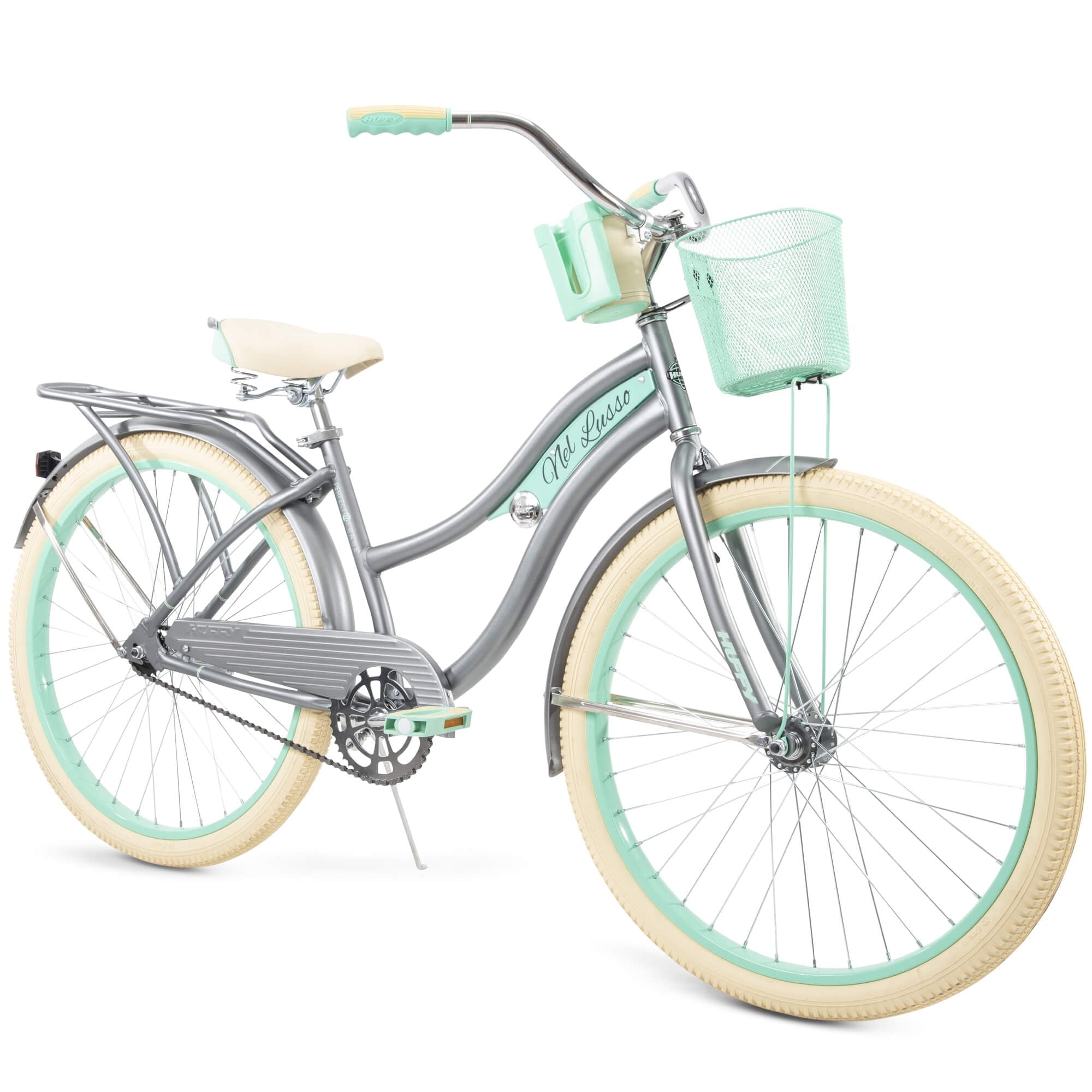 3e5149ac04f8c8488f0c2c81c44b3b43a1fff172abadd1f847e475961f4a8148.jpg Nel Lusso Classic Cruiser Bike with Perfect Fit Frame. Women's. Gray. 26 - Image 1