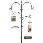 Best Choice Products 91in 4-Hook Bird Feeding Station,Steel Multi-Feeder Stand w/ 2 Feeders,Black