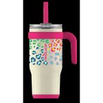 Reduce Vacuum Insulated Stainless Steel Coldee Mug with Lid & Spill-Proof Straw - Cheetah Pink - 18 oz
