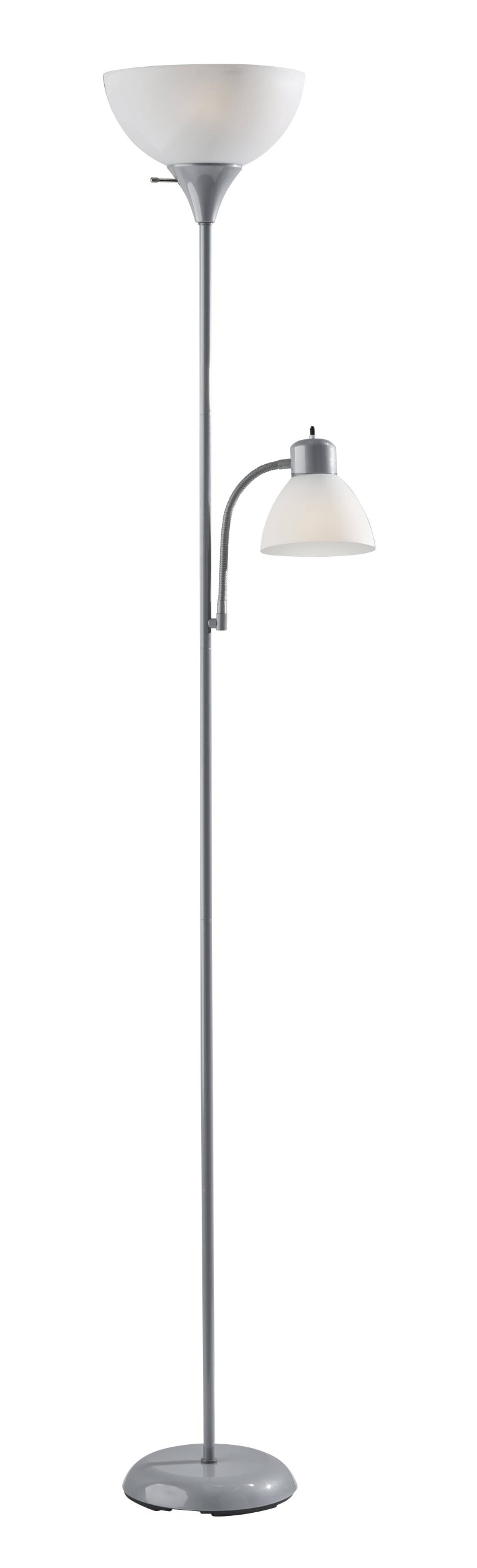 3e8fb2517402800cb9d1f0434b0c1414431f2df3445a2323c1edd939151ea17b.jpg Mainstays Silver Combo Floor Lamp with Adjustable Reading Lamp - 72 ft - Image 1