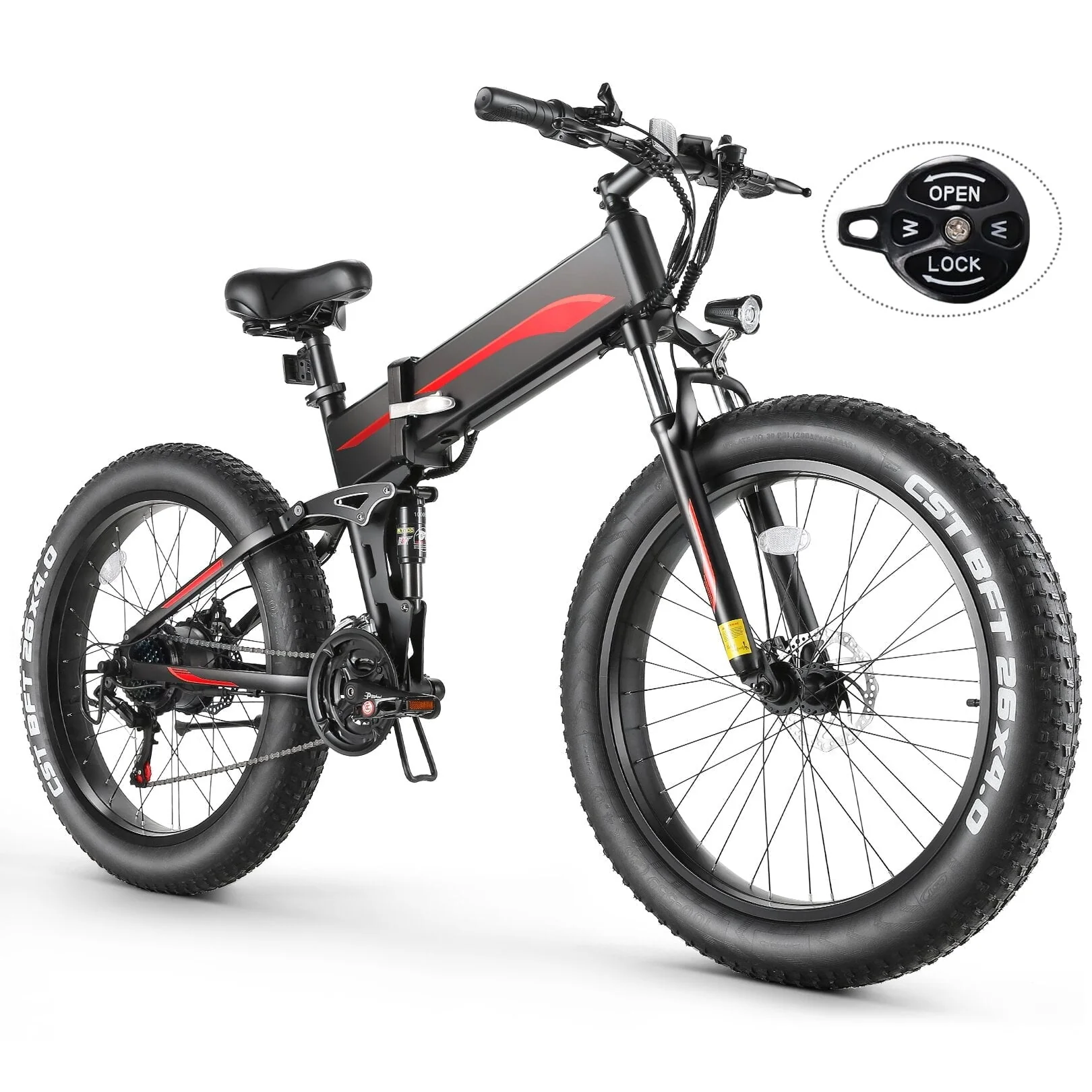 3e9af578d9fcb323745c719847dc8cbf362e932c8c5fcd6496ccdf756b4451f9.webp Funcid Electric Bike, 26"x4" Fat Tire Electric Bike for Adults 500W Ebike Foldable Adult Electric Mountain Bicycles with 48V 10ah Battery, Lockable Suspension Fork, Shimano 21 Speed Gears - Image 1