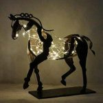 Horse Sculpture Adonis Horse Hollow Metal Ornaments with Light