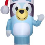 Bluey Christmas Airblown Inflatable in Santa Hat Bluey, 3.5 ft Tall, Blue
