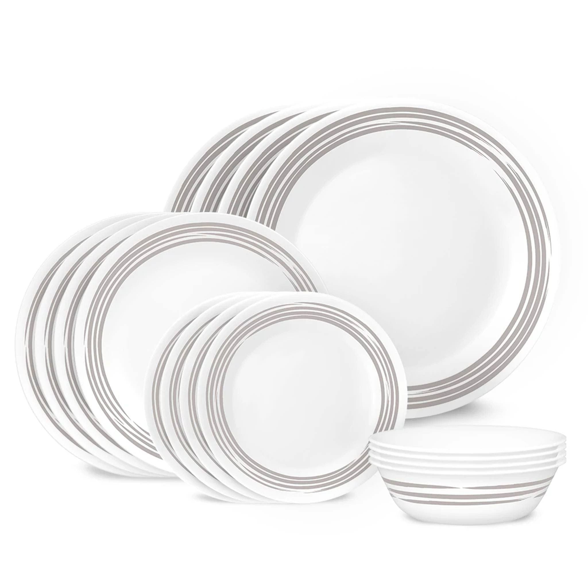 3ec83340b75918329f7862365b8c9cb70c03073cc5f77f762c9b915d3a76982c.jpg Corelle 16 Piece Dinnerware Set | Brushed Silver - Image 1