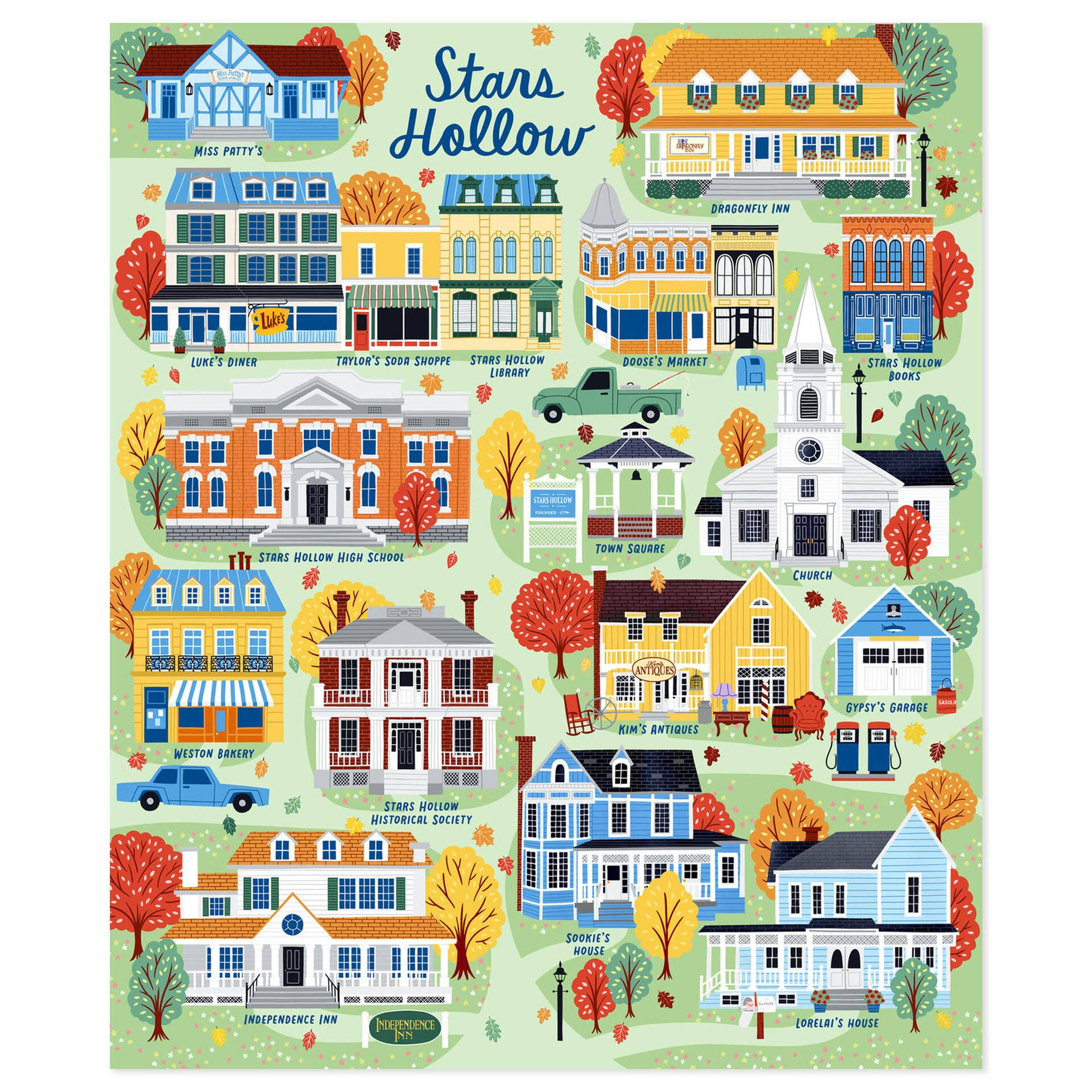 3ecce376f8d525f5f1e3bf6042c1791f676df9ab3ed8ae7195b3207c2b85fc23.jpg Hallmark Gilmore Girls Stars Hollow Map Blanket - Image 1