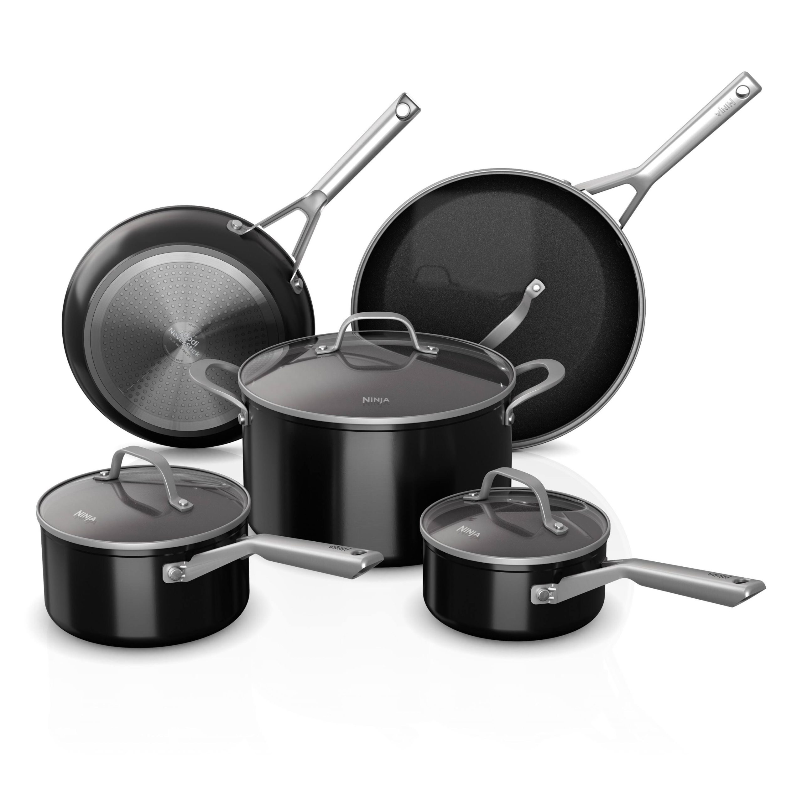 3edaa998bdc1d0cd2842c08ee3269eaf86ef9f1605c049e74ed5c9da04c0fd5a.jpg Ninja Foodi NeverStick Essential 9-Piece Cookware Set - Black - Image 1