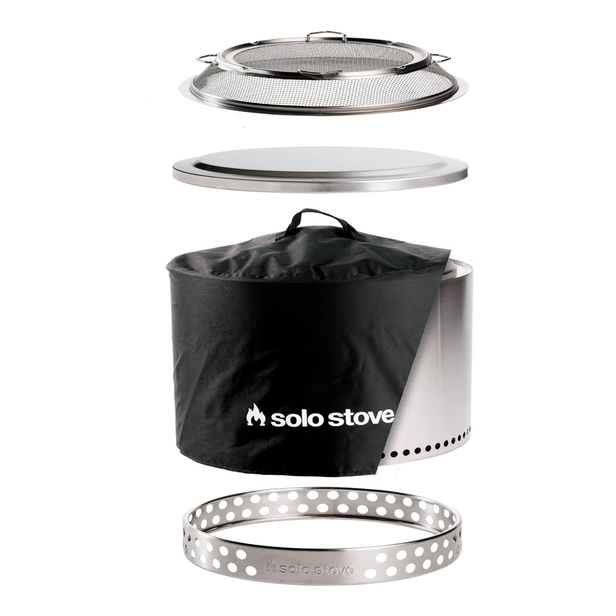 3f066b19f27a0f5d85563c0e0c84681a06bc235226ed561944704be64e9d1a4e.jpg Solo Stove Yukon Backyard Bundle 2.0 | Incl. Yukon Smokeless Fire Pit with Stand, Shelter, Shield, Lid, Portable for Wood Burning, Removable Ash Pan - Image 1
