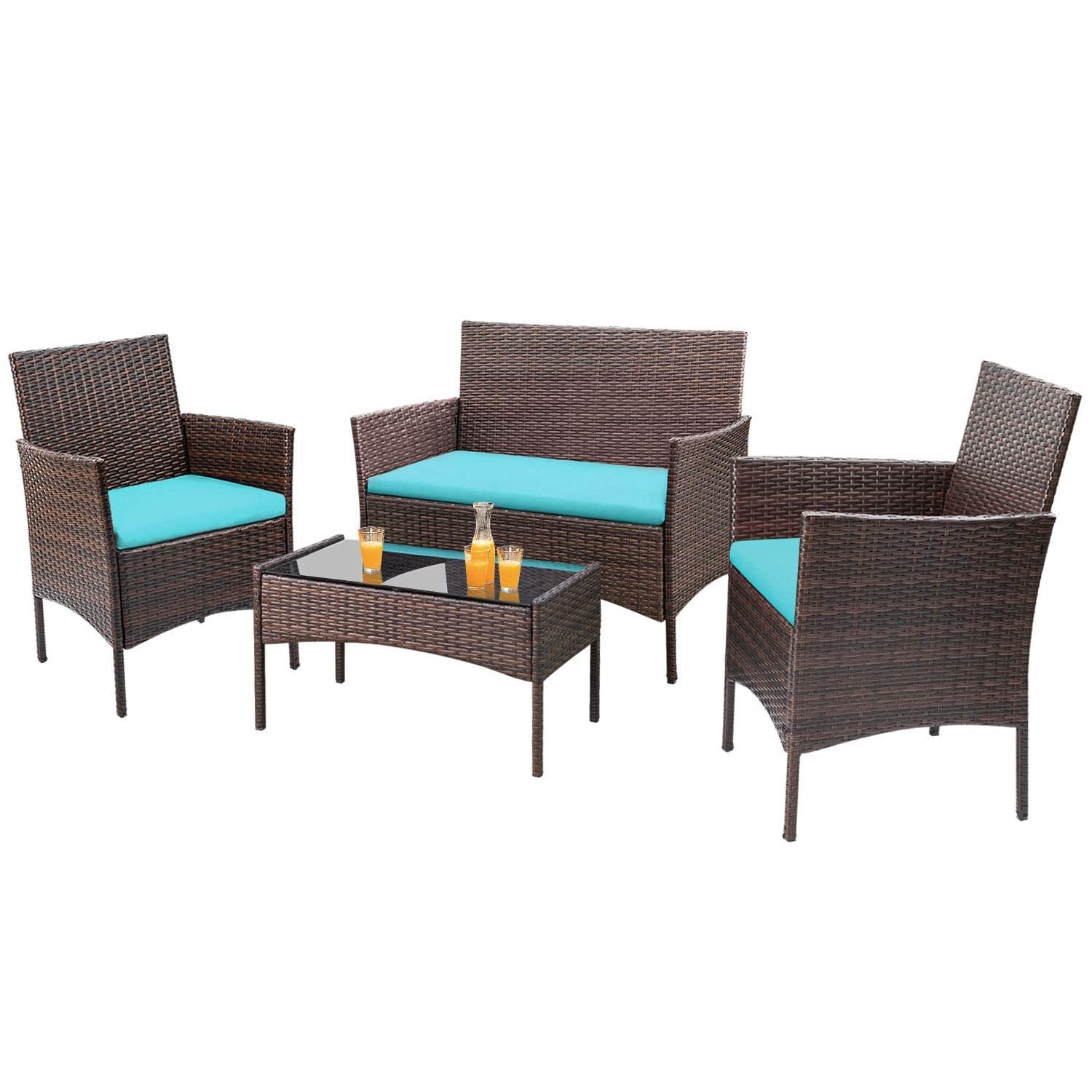 3f27fc28952908ee383c52370891ce2dfa194654d3a431f7c0623046ba92dce0.jpg Homall 4 Pieces Patio Rattan Chair Wicker - Image 1