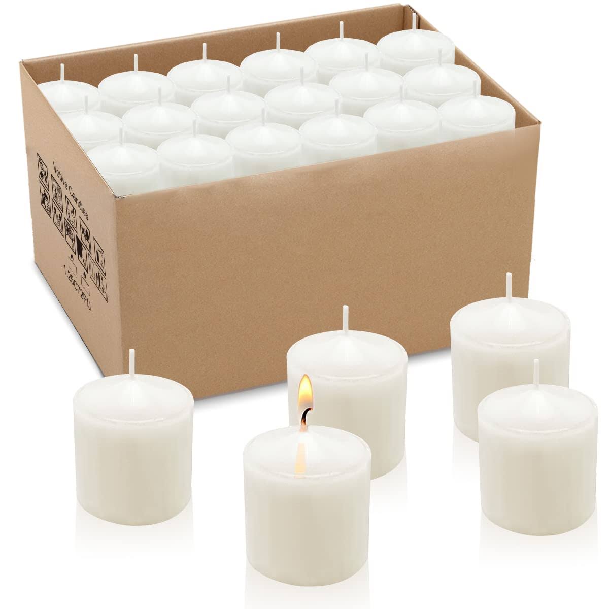 3f3215beb598270108791409893ee500320a1d0e0d819ce554ed2178eb96a914.jpg Mi Ka Yia 10 Hour White Votive Candles for Weddings Party Spa and Emergency, Set of 36 Unscented Bulk Candles for Restaurants and Home Decoration - Image 1