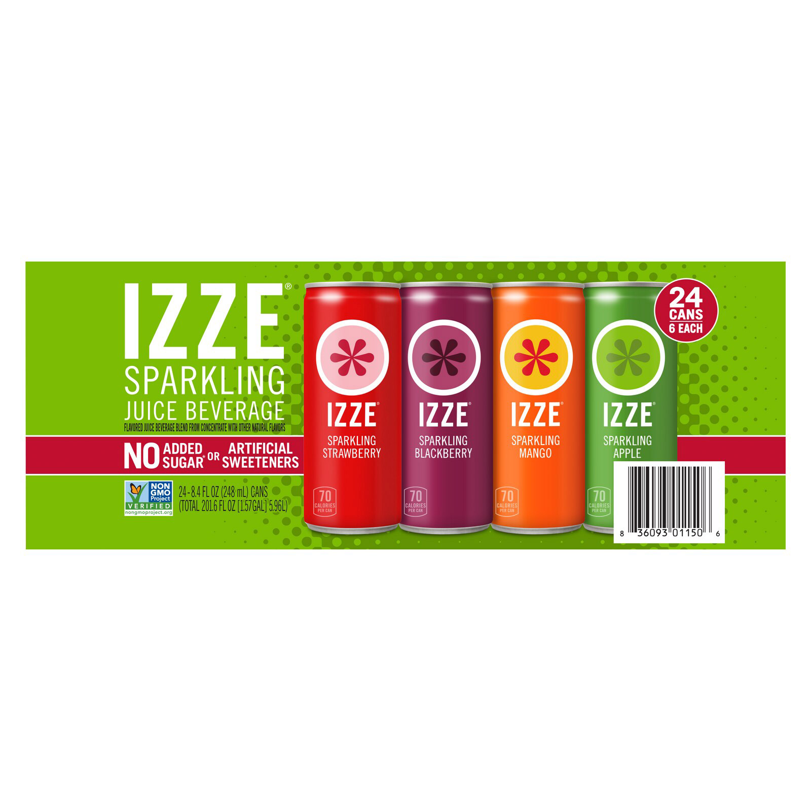 3f3b55c45e27c770eb9f250cbc921aac1c8173739c73097fd3459abfe9ccb282.jpg IZZE, Sparkling Juice Beverage, Variety Pack, 8.4 Fl Oz, 24 - Count - Image 1