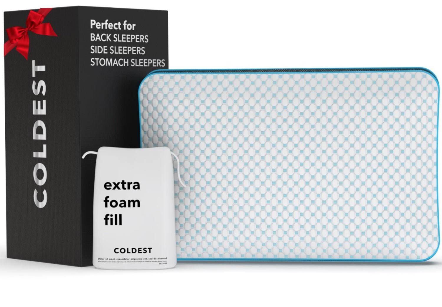 3f40d7025bfa68b2c25091734a47f6bc005b93e8bea9d071ef3668717c7a9a01.jpg The Coldest Pillow - Adjustable, Washable, and Best for Breathable Cool Sleep Relief While Sleeping (Queen) - Image 1
