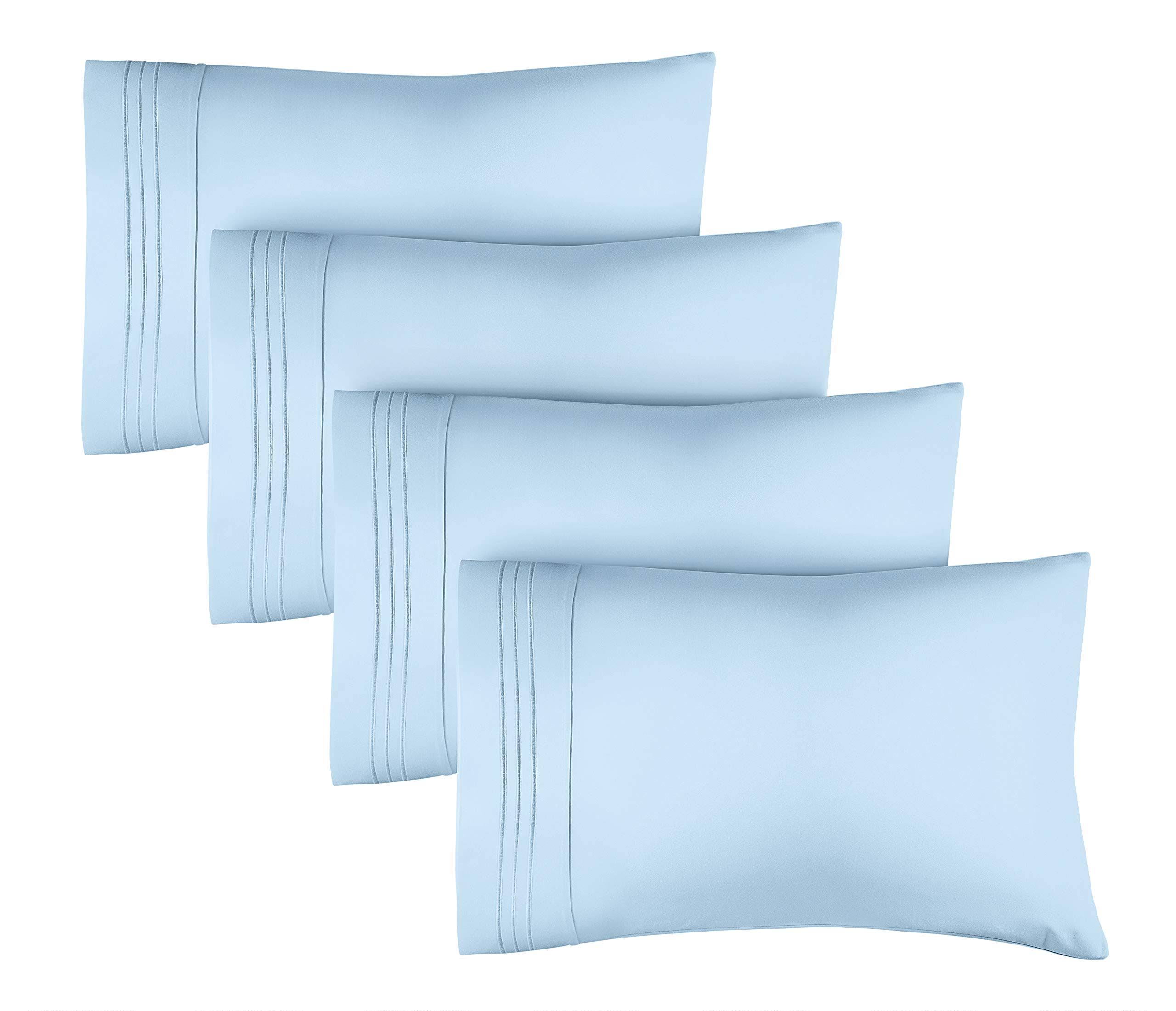 3f48b5a0e0b761b7d75728ce600ae51283cc5b66443c4ebc3a77c1e9759b5825.jpg CGK Linens Pillowcase Set of 4 Soft Double Brushed Microfiber - Queen - Light Blue - Image 1