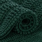 Subrtex Bathroom Rugs Chenille Bath Rug Striped Plush Bath Mat Soft Rugs for Bathroom Water Absorbent Shower Mat Quick Dry Machine Washable(Green,16"