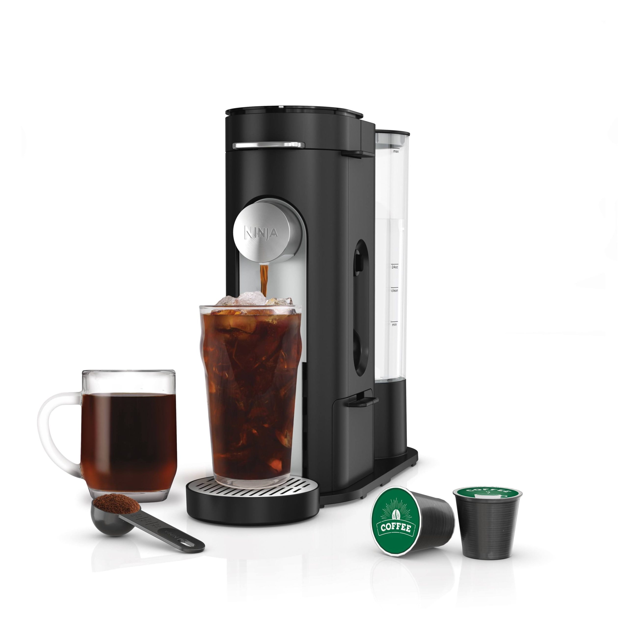 3f68212554f9a6900fdfced646ac4e505efafc5765b0c55fc8b3f4801c299cfe.jpg Ninja Pb040 Pods & Grounds Single-Serve Coffee Maker, K-Cup Pod Compatible, 56 oz. Reservoir, 6 oz. Cup to 24 oz. Travel Mug Brew Sizes, Iced Coffee - Image 1