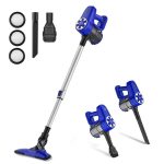 Yoma Cordless Vacuum Cleaner 2200mAh Battery Stick Vacuum Handheld Vacuum for Pet Hair Hard Floor Lightweight 77cm Retractable Metal Tube Blue