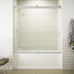 Kohler K-706000-D3 Levity Sliding Bath Door, 62" H x 56-5/8 - 59-5/8" W, with 1/4" Thick Frosted Glass - Matte Black