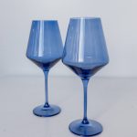 Estelle Colored Glass Stem Wineglasses, Set of 2 - Cobalt Blue