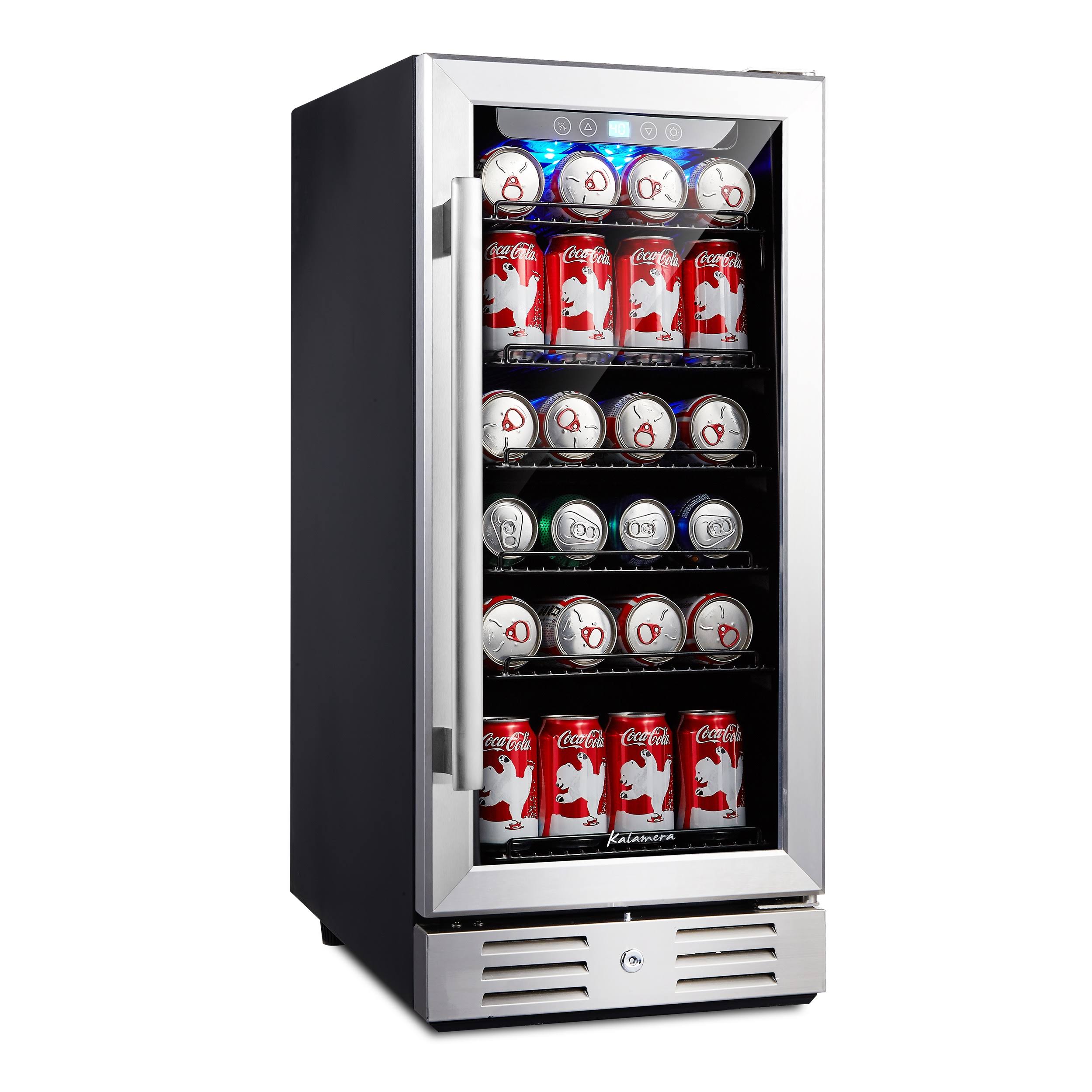 3fc81fb25e2208884ac983a44738ba4e0e6362701e62a0ba0b5f162bc213eb2b.jpg Kalamera 2.8 CU.FT 15 Built-In 96 Can Beverage Cooler with Dual Pane Glass Door, Silver - Image 1