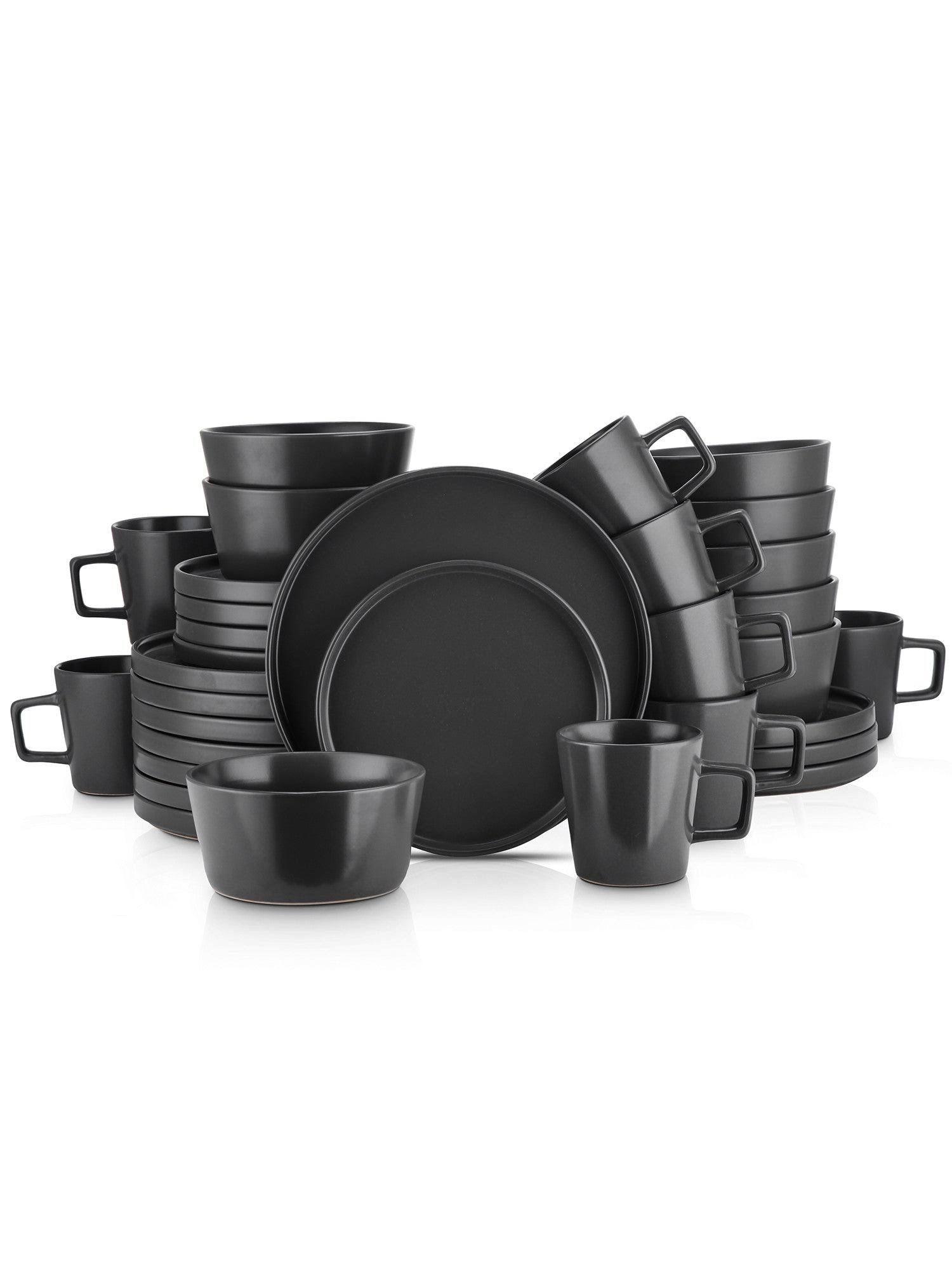 3fd15ccf1bc1fa06939f2525b61d9a41343ed749fe59da4995b16bd39ae24f95.jpg Stone Lain Celina 32-Piece Stoneware Dinnerware Set, Service for 8, Black - Image 1
