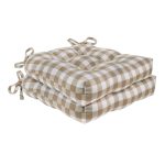 Achim Buffalo Check Tufted Chair Seat Cushions - Set of 2 - Burgundy Taupe