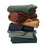 Great Bay Home 100% Cotton Waffle Weave Lightweight Bed Blanket (Twin, Marigold), Yellow