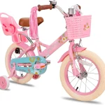Little Daisy 12 in Kids Bike for 2 3 4 Years Girls with Training Wheels Princess Kids Bicycle with Basket Bike Streamers Toddler Cycle Bikes Pink