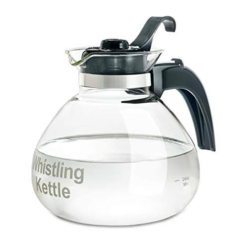 3fee21893dc3601171f706b745150c897f878d5812ad9bc6e0f78ca6491e58db.jpg Medelco 12-Cup Glass Stovetop Whistling Kettle - Image 1