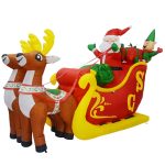 GOOSH 7 ft Christmas Inflatables Santa Claus in Sleigh with Two Reindeer Outdoor Decorations Blow Up Yard Santa Claus with Built-In LEDs for Indoor