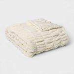 60" x 86" Faux Fur Oversized Throw Blanket Sour Cream - Threshold Signature