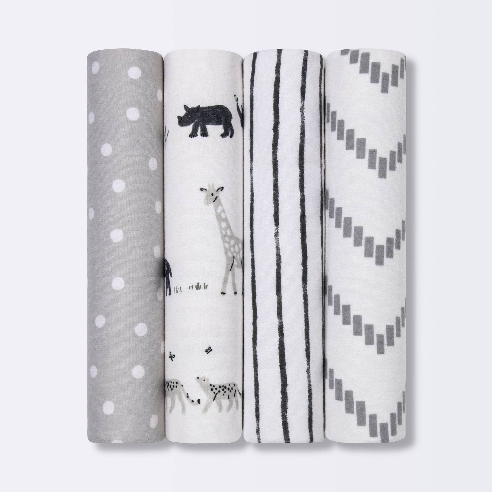 3fff9022deaa692198dd43bb5c297c6cdbbe04a928048c4d8d1323cff23b4f4c-1.jpg Flannel Baby Blanket - Cloud Island Two by Two Animals - 4pk - Image 1