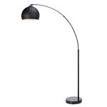 Versanora Arquer Black Marble Arc Floor Lamp - Black Shade