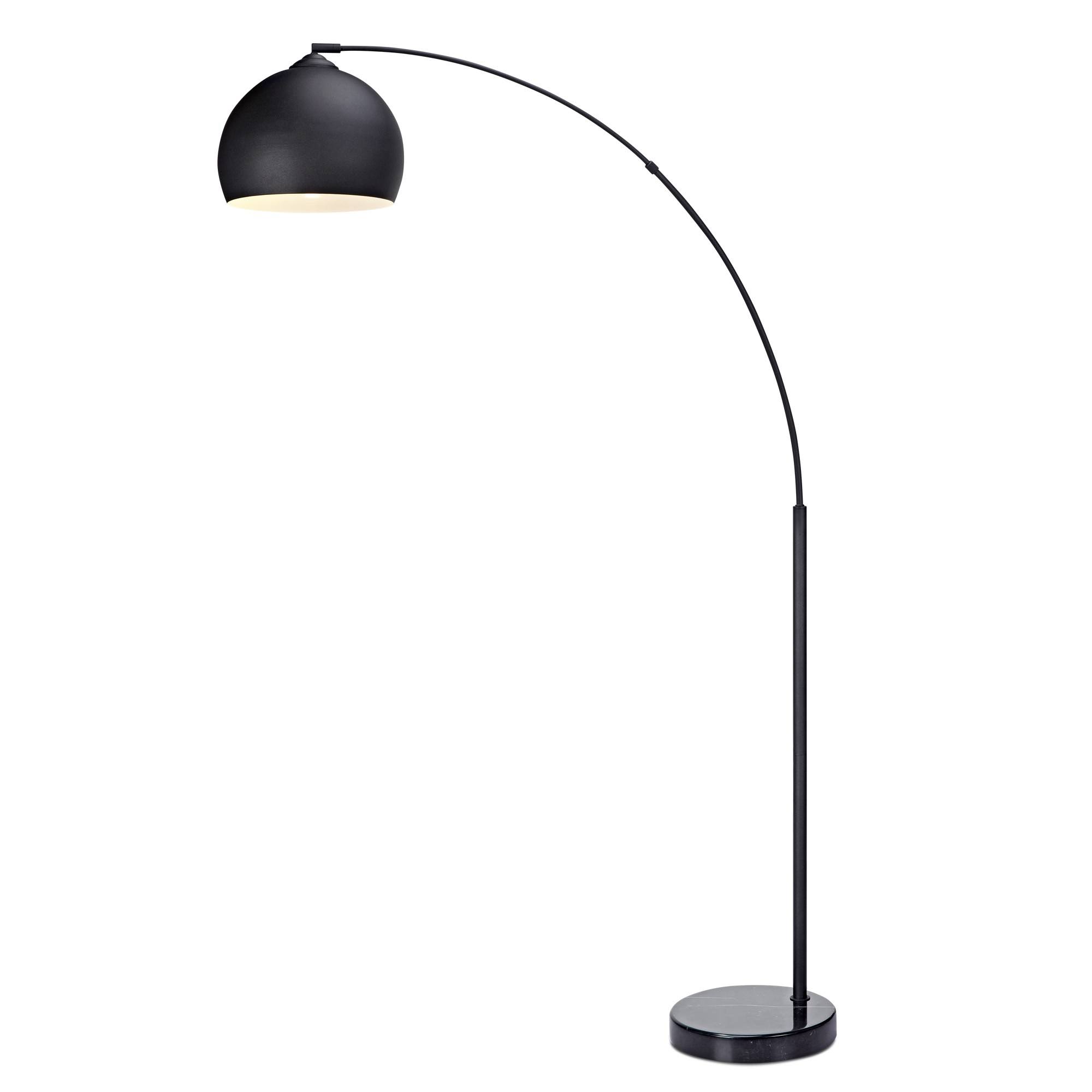 400792eb651ed6651b4ea1321b5482fe68db14256b41cd0b20ca0e0a4ca9416f.jpg Versanora Arquer Black Marble Arc Floor Lamp - Black Shade - Image 1