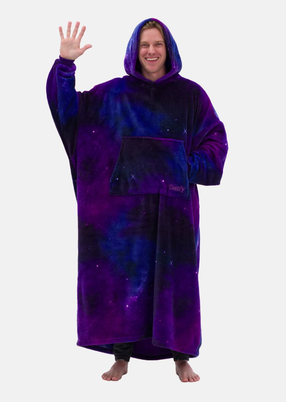 403a18701ba498e8837e30afb308ef047a7d5f58036d7c759a4e5316aac84a8b.jpg The Comfy Dream Long, Lightweight Floor Lenght Microfiber Fleece Wearable Blanket, One Size Fits All, Galaxy - Image 1
