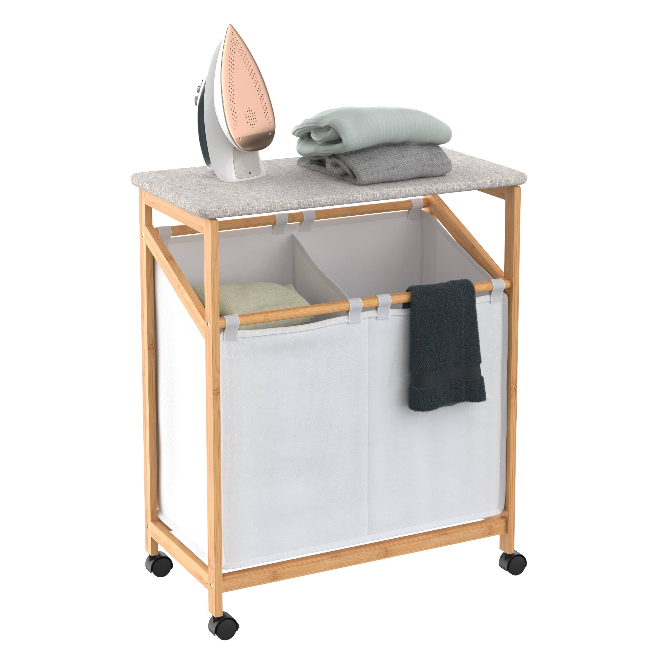 404ecbb888529d4550c2391fb2501c660a56a5975ba37b6ac96931ebd0dd3165.jpg ClosetMaid Bamboo Laundry Hamper Storage Cart - Image 1