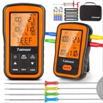 TAIMASI Wireless Digital Meat Thermometer with 4 Probes & Meat Injector, Upgraded 500ft Remote Range Cooking Food Thermometer for Grilli
